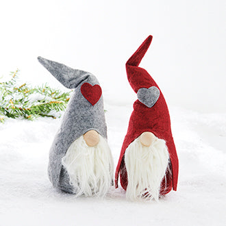 Gnome couple heart grey/red 26 cm