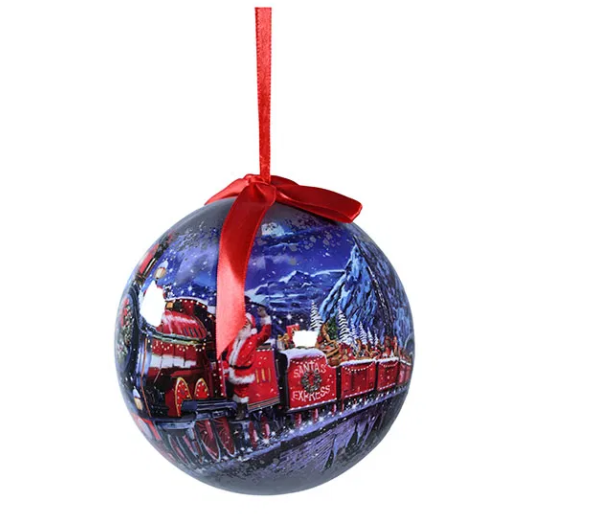 Cozy, Christmas Bauble Santa on train