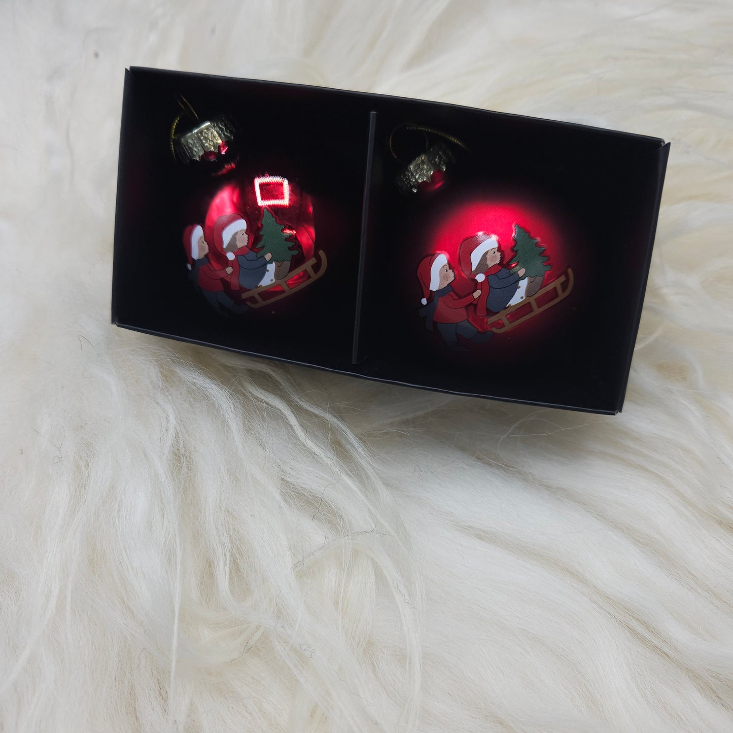 Christmas Ornaments, red - 2 in box