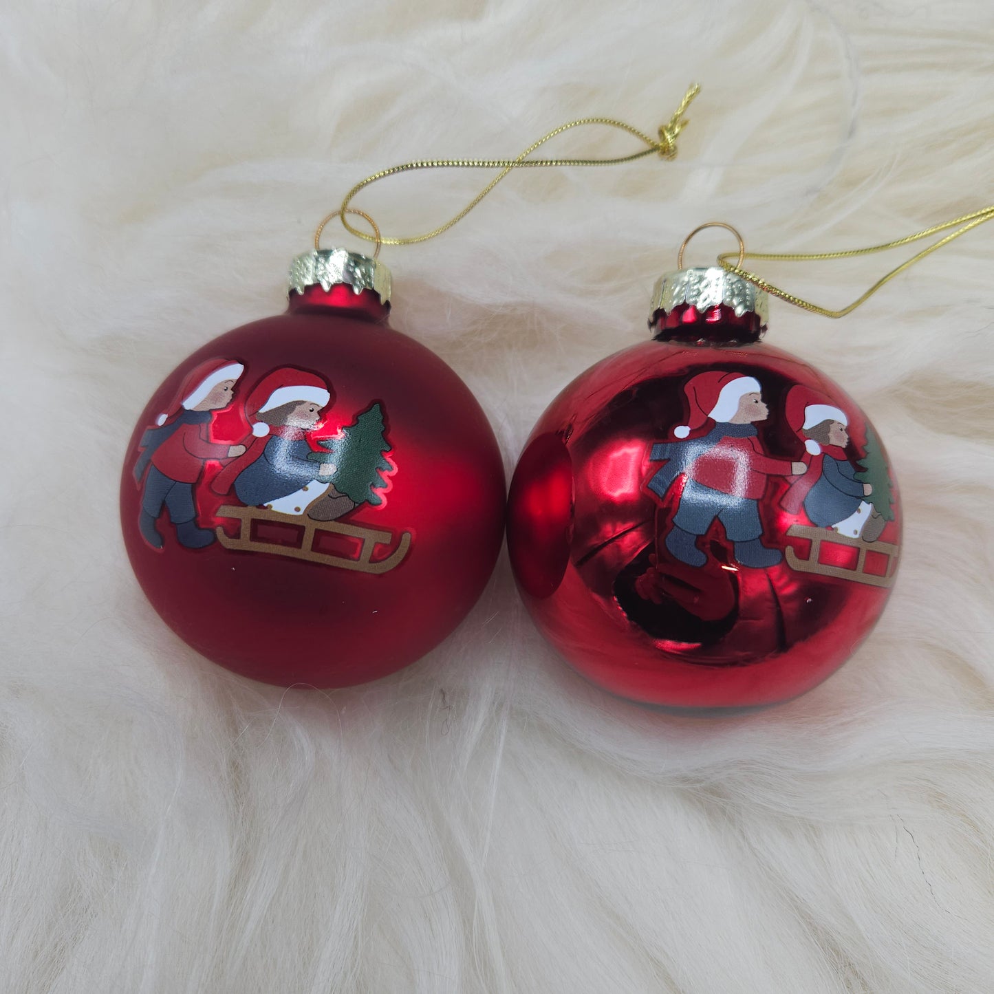 Christmas Ornaments, red - 2 in box