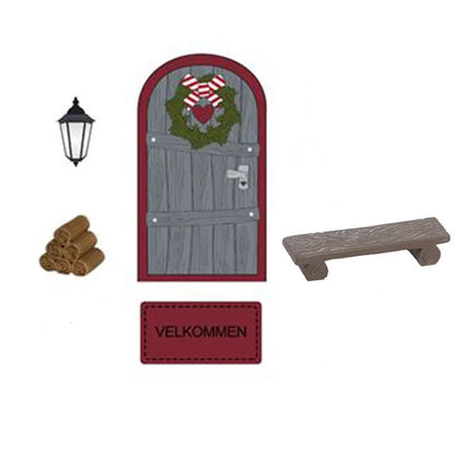 Santa door with accessories, H 14cm, 5/Box