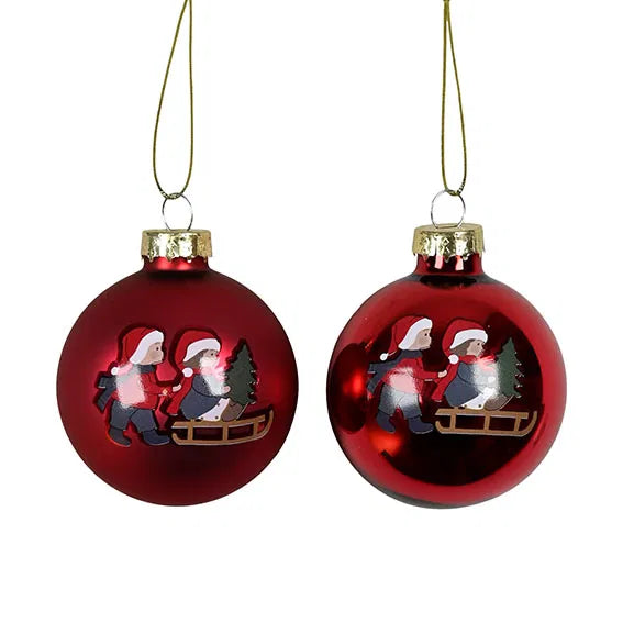 Christmas Ornaments, red - 2 in box