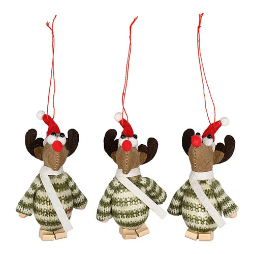 Hangning Christmas moose, 3 pieces